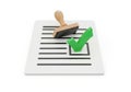 Checkmark and stamp on document isolated on white background Royalty Free Stock Photo