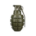 A detailed military fragmentation hand grenade isolated on white background Royalty Free Stock Photo