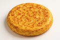 Spanish Tortilla Omelette Close-Up, Traditional Potato and Egg Dish on White Background Royalty Free Stock Photo