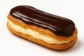 Vanilla Ãclair Delight on White Background. Creamy Pastry Elegance, Artisan Dessert Showcase, Signature Sweet Imagery Royalty Free Stock Photo