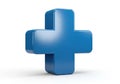 A sleek and modern three-dimensional blue plus sign symbol against a plain background Royalty Free Stock Photo