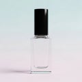 A clear glass bottle with a black cap on a pastel background Royalty Free Stock Photo