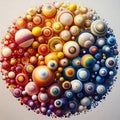 Close up colorful patterned spheres