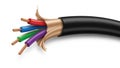 Multi-colored electrical cable, isolated on white background Royalty Free Stock Photo