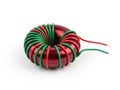 Toroidal Inductor, Close-up of Electronics Component on White Background Royalty Free Stock Photo