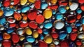 Close-up of multicolored glass pebbles creating a vibrant and textured surface, generative ai Royalty Free Stock Photo