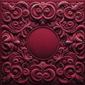 Elegant Burgundy Carved Floral Pattern Background, AI Generated