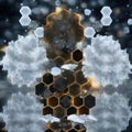 A close-up view of a honeycomb structure.