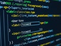 Close-up of html code snippet isolated on white background Royalty Free Stock Photo