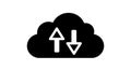A cloud icon with upload and download arrows on a white background silhouette Royalty Free Stock Photo