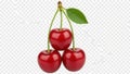 Three cherries isolated on white background Royalty Free Stock Photo