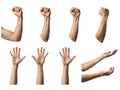 Collage of Human Arm and Hand Gestures, Isolated on White Background Royalty Free Stock Photo