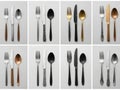 Assorted cutlery set isolated on white background Royalty Free Stock Photo