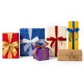 Assorted gift boxes isolated on white background Royalty Free Stock Photo