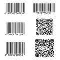 Collection of barcodes and qr codes displaying various patterns and information Royalty Free Stock Photo
