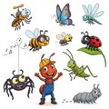 Cartoon insects and bugs isolated on white background Royalty Free Stock Photo