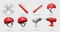 3D Rendered Tool & Safety Icons Royalty Free Stock Photo