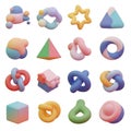 A collection of colorful 3D shapes on a white background Royalty Free Stock Photo