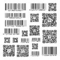Collection of various barcodes and qr codes arranged in a grid pattern Royalty Free Stock Photo