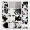 16 Black and White Grunge and Halftone Textures Royalty Free Stock Photo