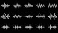 Diverse White Sound Wave Patterns on Black Background Royalty Free Stock Photo