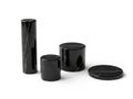 A collection of four elegant black marble objects on a white background isolated on white background Royalty Free Stock Photo