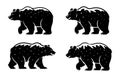 Four Stylized Black Bears with White Speckled Fur on White Background Royalty Free Stock Photo