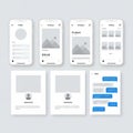 Mobile app wireframe layouts isolated on white background Royalty Free Stock Photo