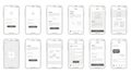 Mobile app wireframes layout isolated on white background Royalty Free Stock Photo