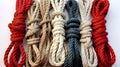 Nautical knots and ropes on tabletop Royalty Free Stock Photo