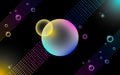 Trendy Neon Bubbles With Background. Round Bubbles With Glowing Light Effects