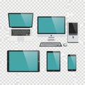Collection of electronic devices isolated on white background isolated on white background Royalty Free Stock Photo