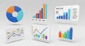 3D business data charts and financial infographics Royalty Free Stock Photo