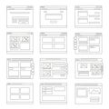 Wireframe layouts isolated on white background Royalty Free Stock Photo