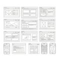 Wireframe layouts isolated on white background Royalty Free Stock Photo