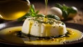 Mozzarella & Basil Salad with Olive Oil Dressing and Cherry Tomatoes - ai generated