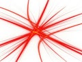 Dynamic red fiber lines radiating from a central point in abstract composition isolated on white background Royalty Free Stock Photo