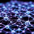 Image features a complex network of glowing spheres connected by Royalty Free Stock Photo