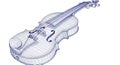 Blue wireframe blueprint of a musical violin Royalty Free Stock Photo