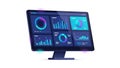 Computer screen with analytics dashboard isolated on white background Royalty Free Stock Photo