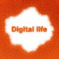 A stylized cloud with digital life written in bold orange letters Royalty Free Stock Photo
