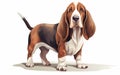 cute cartoon Basset dog Vector style on white background, cartoon style