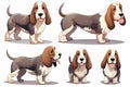 cute cartoon Basset dog Vector style on white background, cartoon style