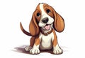 cute cartoon Basset dog Vector style on white background, cartoon style