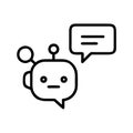 Cute Cartoon Robot Character with Speech Bubbles for Chat Application Illustrations Royalty Free Stock Photo