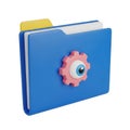 3d folder with gear icon isolated on transparent background Royalty Free Stock Photo