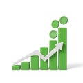 Growth and success represented by ascending green bar chart with coins on top Royalty Free Stock Photo