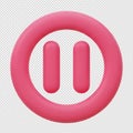 A 3d pink pause button icon with a play symbol inside, isolated on transparent background Royalty Free Stock Photo