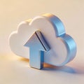 3D Render of a Cloud Icon with an Upward Arrow Symbolizing Cloud Computing Concept Royalty Free Stock Photo