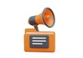 Orange megaphone on folder icon isolated on white background Royalty Free Stock Photo